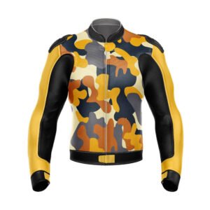 Devilson Camouflage Military Printing Biker Leather Jacket