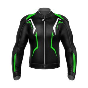 Black and Green Motorcycle Leather Jacket
