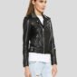 AMIA BLACK STUDDED LEATHER JACKET