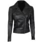 Black Biker Asymmetrical Quilted Leather Jacket Women