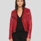 MAVIS Red Biker Leather Jacket