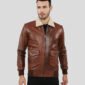 MARCEL BROWN BOMBER LEATHER JACKET