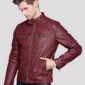 SANTIAGO RED QUILTED LEATHER JACKET