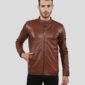 ALBIE BROWN SLIM FIT RACER LEATHER JACKET