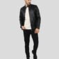 FLETCHER BLACK LEATHER RACER JACKET