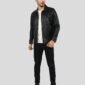 JAKE BLACK SLIM FIT BIKER LEATHER JACKET