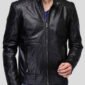 NYLE BLACK QUILTED LAMBSKIN LEATHER JACKET