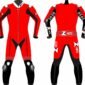 red Motorbike track racing motorcycle leather suit