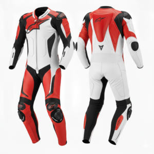 White Red Customizable Riding Suit