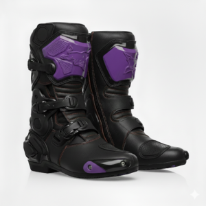 New Custom Black Purple Biking Boots